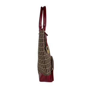 Fendi handbag leather brown canvas red Zucchino